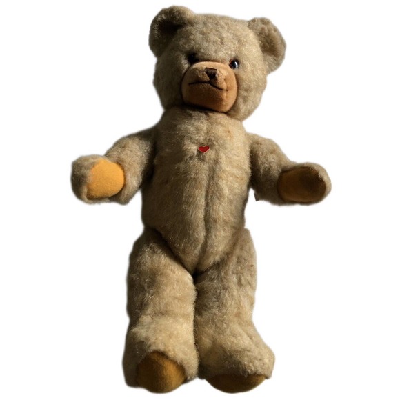 Vintage Berg Jointed Teddy Bear Plush W Red Heart Tags 18” Made In N Austria - Picture 1 of 11